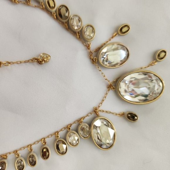 SWAROVSKI MULTI-DROP DANGLE NECKLACE. MULTI-COLOR WITH ENAMEL BACK - Picture 1 of 5